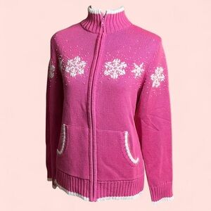 Quacker Factory Vibrant Pink Knit Sweater